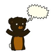 cute cartoon black bear with speech bubble N49