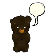 cute cartoon black bear with speech bubble N50