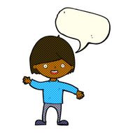 cartoon waving boy with speech bubble N12