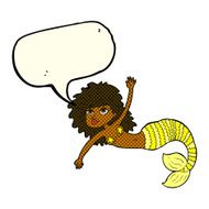 cartoon pretty mermaid with speech bubble N23