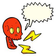 cartoon crazy skull with speech bubble N3