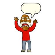 cartoon angry old man with speech bubble N83