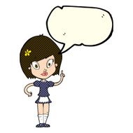 cartoon pretty maid with speech bubble N6