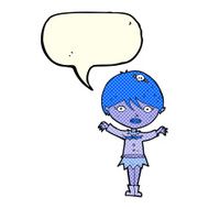 cartoon waving vampire girl with speech bubble N11