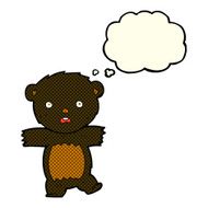 cartoon shocked black bear cub with speech bubble N3