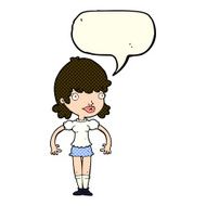 cartoon happy woman with speech bubble N153