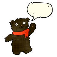 cartoon teddy bear wearing scarf with speech bubble N6