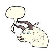 cartoon angry bull head with speech bubble N6