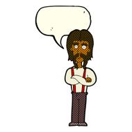 cartoon long mustache man with folded arms speech bubble N6