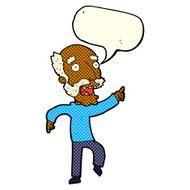 cartoon frightened old man with speech bubble N21