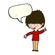 cartoon boy with question speech bubble N12