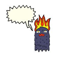 burning cartoon ghost with speech bubble N2