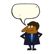 cartoon happy man in suit with speech bubble N5