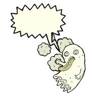 cartoon ghost with speech bubble N14