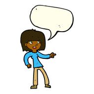 cartoon girl pointing with speech bubble N17