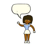 cartoon girl waving with speech bubble N18