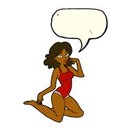cartoon woman in lingerie with speech bubble N30