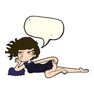 cartoon woman in sexy pose with speech bubble N12
