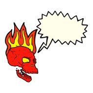 cartoon flaming skull with speech bubble N8
