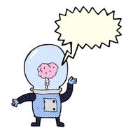 cartoon robot cyborg with speech bubble N6