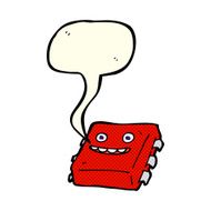 cartoon computer chip with speech bubble N3