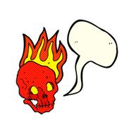 cartoon flaming skull with speech bubble N9
