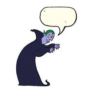 cartoon spooky vampire with speech bubble N6