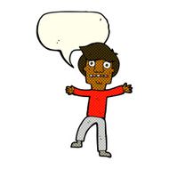 cartoon boy panicking with speech bubble N18
