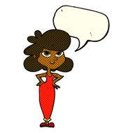 cartoon girl with hands on hips speech bubble N12