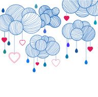 Cute background with hand drawing clouds