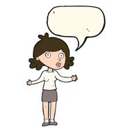 cartoon confused woman with speech bubble N52