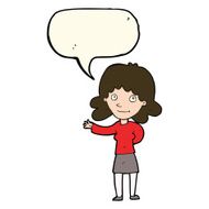 cartoon friendly woman with speech bubble N43