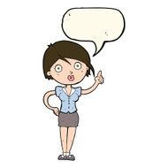 cartoon pretty woman with idea speech bubble N43