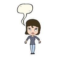cartoon girl shrugging shoulders with speech bubble N20