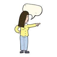 cartoon woman pointing with speech bubble N130