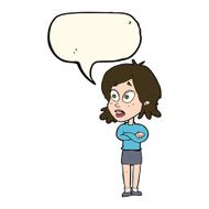 cartoon surprised woman with speech bubble N147