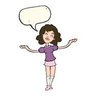 cartoon woman taking praise with speech bubble N7