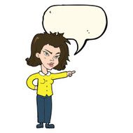 cartoon woman pointing with speech bubble N131
