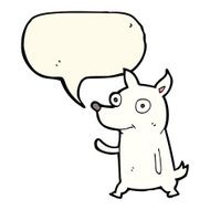 cartoon little dog waving with speech bubble N7
