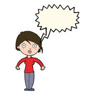cartoon surprised woman with speech bubble N149