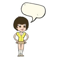cartoon pretty woman with hands on hips speech bubble N13