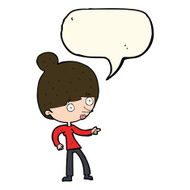cartoon woman pointing with speech bubble N132