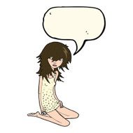 cartoon pretty girl with speech bubble N61