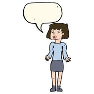 cartoon woman shrugging shoulders with speech bubble N300