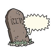cartoon spooky grave with speech bubble N9