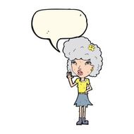 cartoon woman waving with speech bubble N208