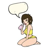 cartoon sexy gym girl with speech bubble N7