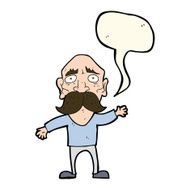 cartoon worried old man with speech bubble N13