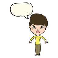 cartoon woman shrugging shoulders with speech bubble N301