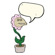 cartoon monster flower with speech bubble N7